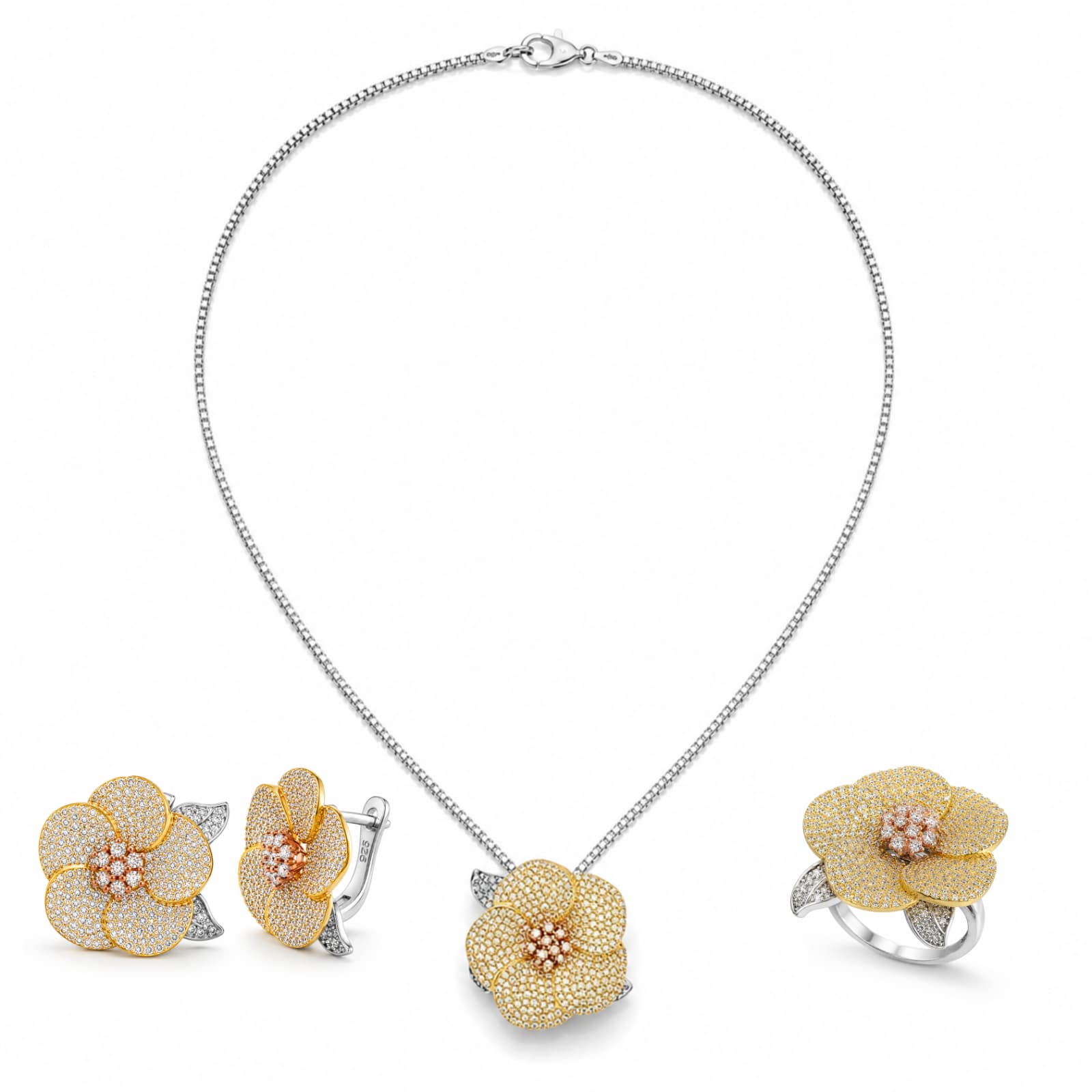 Set The Only Flower Gold din Argint 925 • id.20