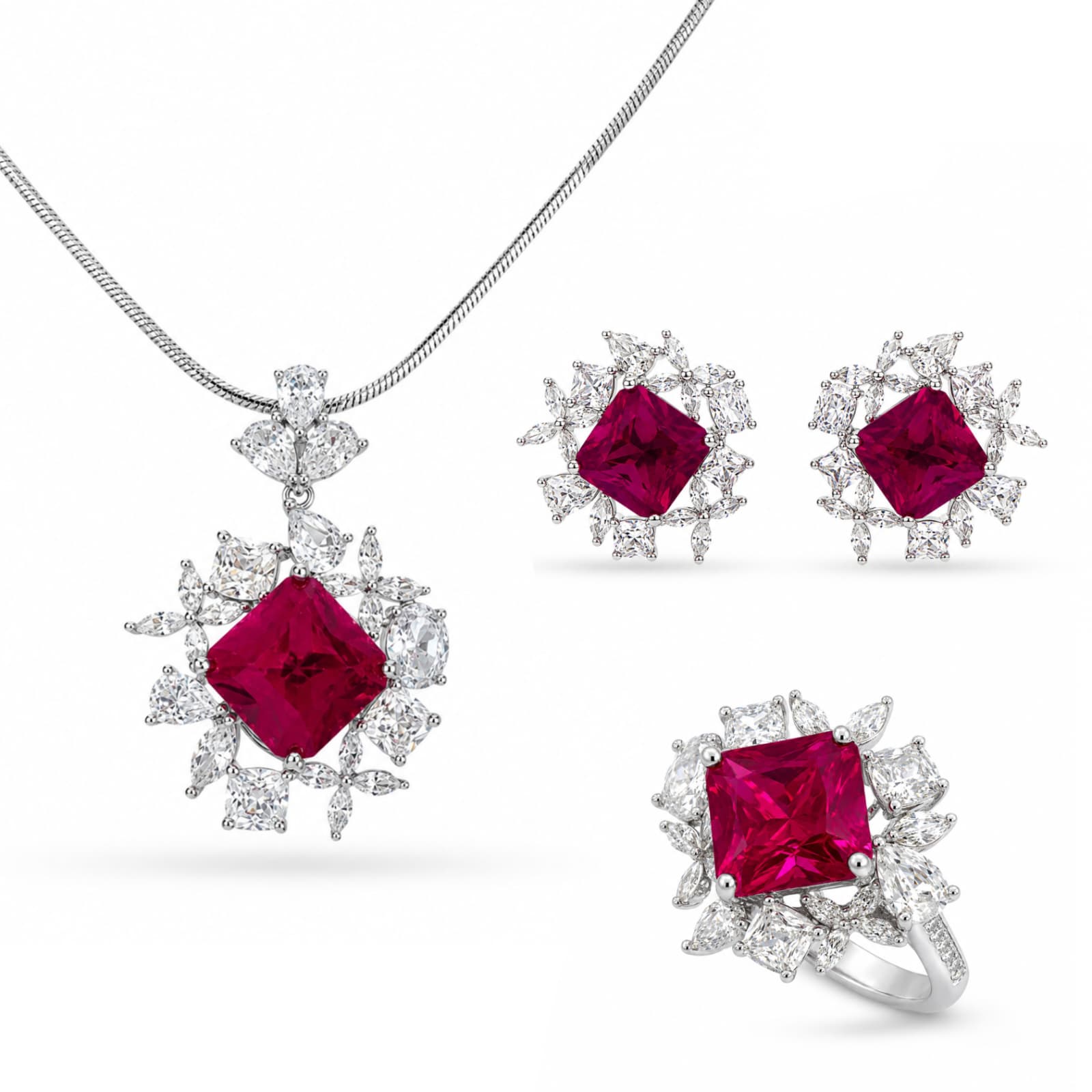 Set Ruby din Argint 925 • id.33